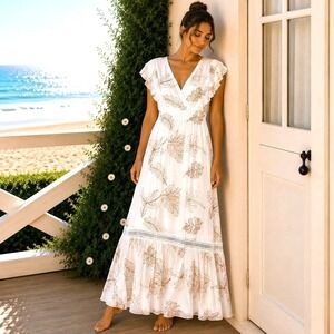 anthropologie tiered and true maxi dress New Anthropologie Tiered & True Floral Boho Maxi Dress Size Medium